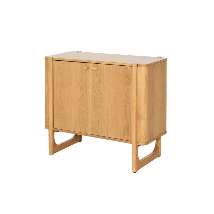 Apollo Mid-Century Modern Wooden Accent Cabinet with 2 Shelves (Light Oak Finish)