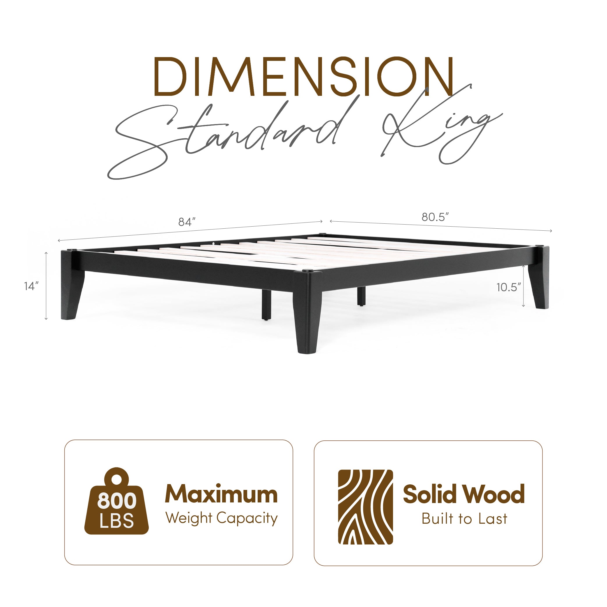 Thor Japanese Joinery Bed Frame (Midnight Charcoal Finish