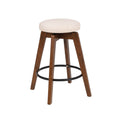 Backless Swivel Counter Stool with Solid Wood Base (Walnut Finish)