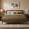 Apollo Mid-Century Modern Bed Frame with Headboard & Drop-N-Lock Joints (Walnut Finish)
