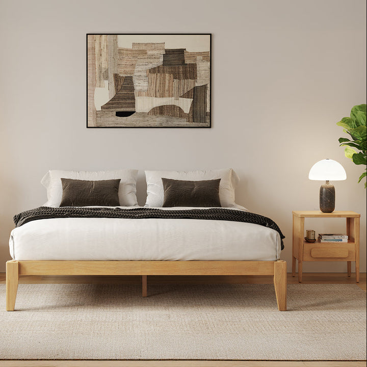 Thor Japanese Style 2-Piece Bedroom Set, 1 Bed Frame & 1 Nightstands (Different Finishes)