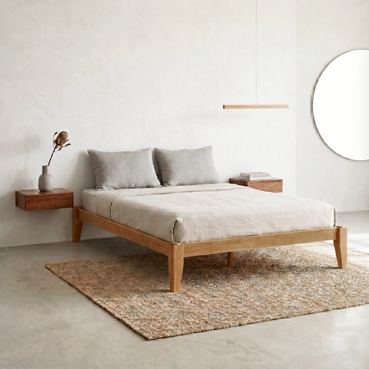 Thor Japanese Joinery Bed Frame with Thorlock Joints (Light Brown Finish)