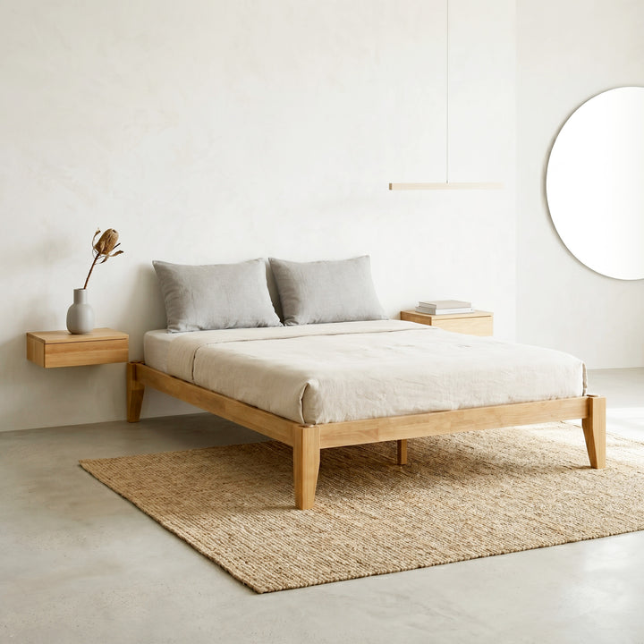 Thor Japanese Joinery Bed Frame with Thorlock Joints (Light Oak Finish)