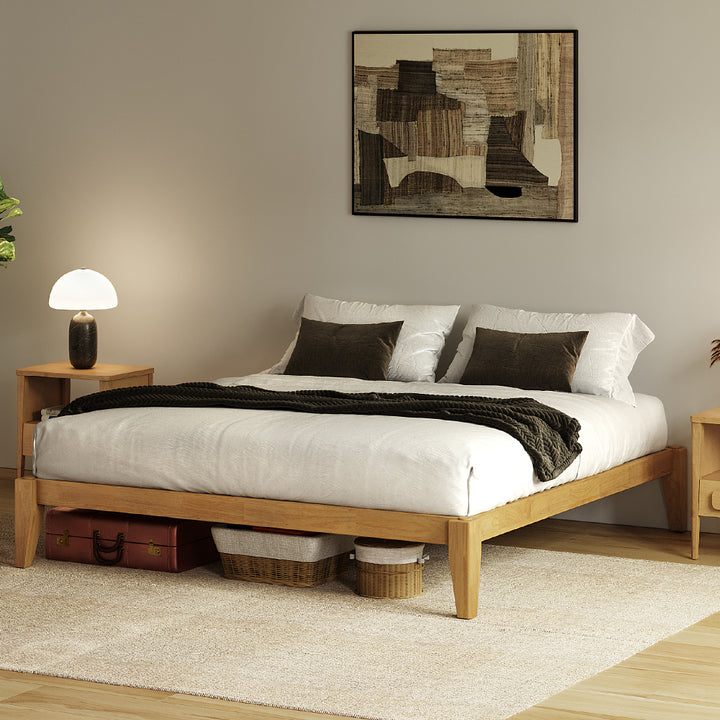 Thor Japanese Joinery Bed Frame with Thorlock Joints (Light Oak Finish)