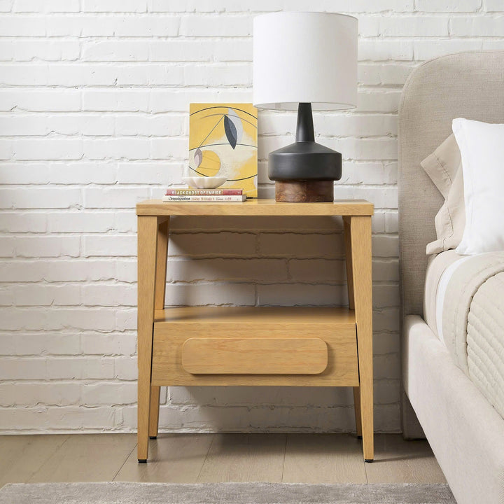 Thor Minimalist Wooden Nightstand with Drawer & Open Cubby (Multiple Finishes)