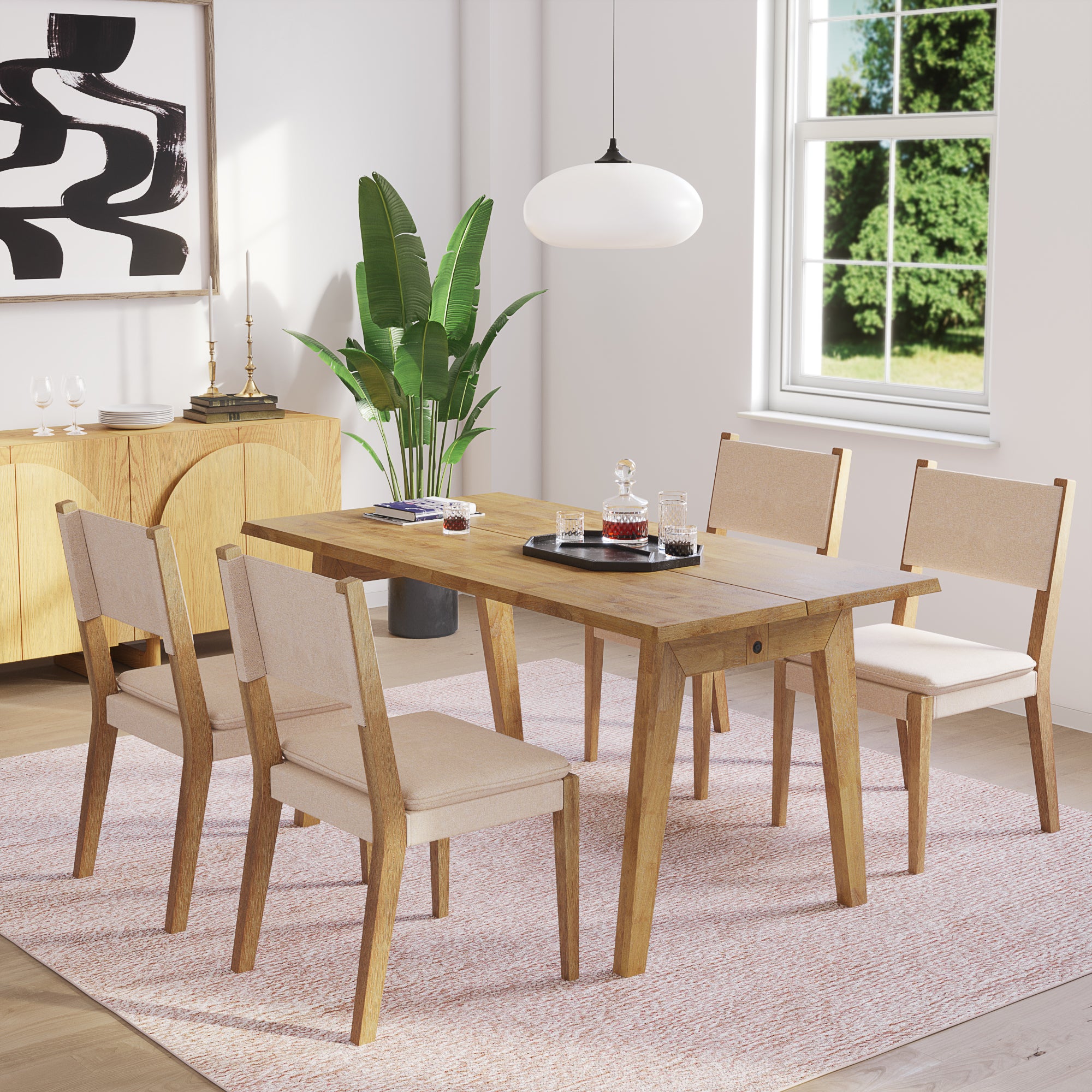 Set of Extension Dining Table with 4 Jayden Dining Chair