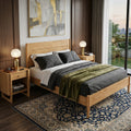 Apollo MCM Style 3-Piece Bedroom Set, 1 Bed Frame & 2 Nightstands (Light Oak Finish)