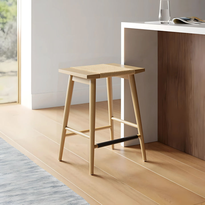 Thor Solid Wood Backless Counter Stool, 24" Height Kitchen Tools (Light Brown Finish)
