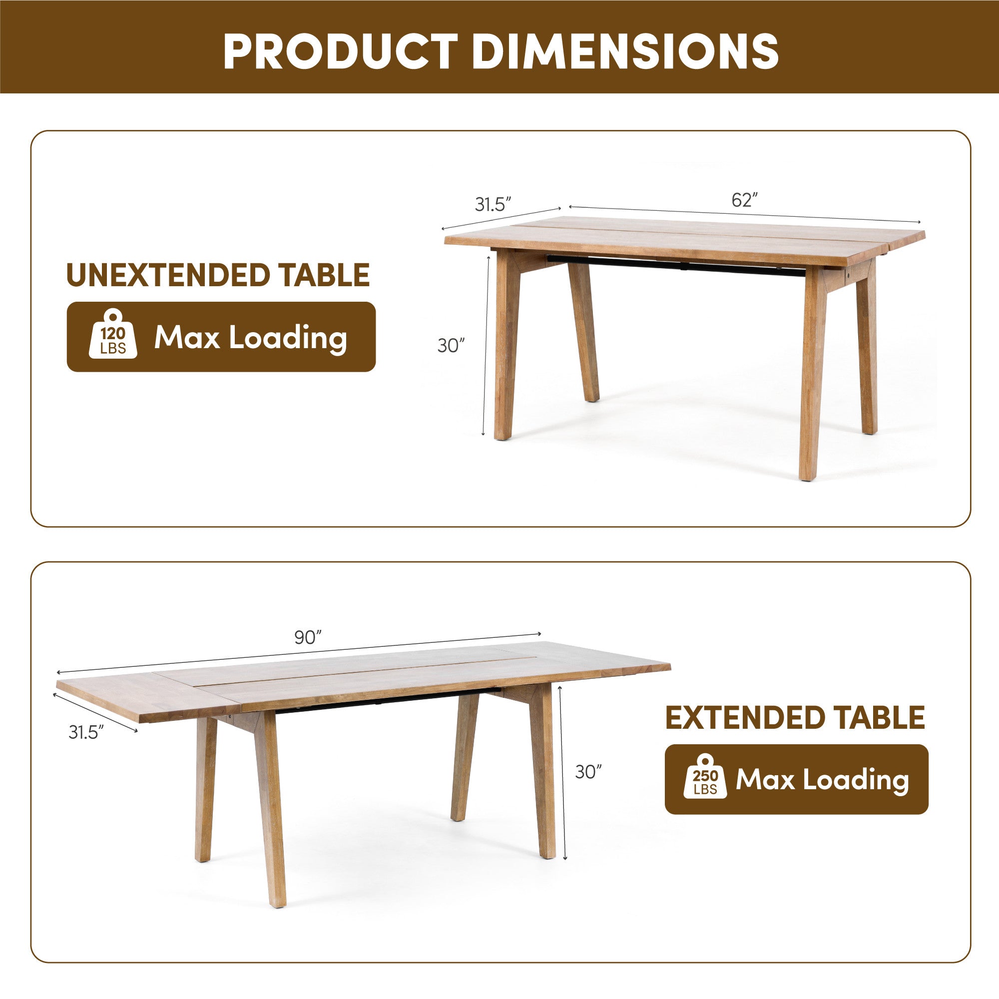 Solid Wood Extension Dining Table