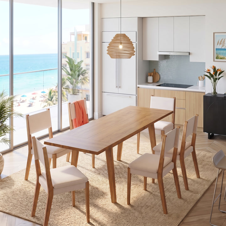 Solid Hardwood Extendable Dining Table, Splayed Legs (Light Oak Finish)