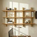 Shouji Solid Wood Floating Wall Shelves, Set of 2 (Light Oak Finish)