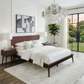 Loki Mid-Century Modern Bed Frame with Chevron-Patterned Headboard (Espresso Finish)