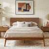 Loki Mid-Century Modern Bed Frame with Chevron-Patterned Headboard (Multiple Finishes)