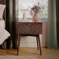 Loki Mid-Century Modern Nightstand with Chevron-Patterned Drawer (Espresso Finish)