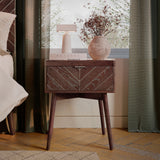 Loki Mid-Century Modern Nightstand with Chevron-Patterned Drawer (Espresso Finish)