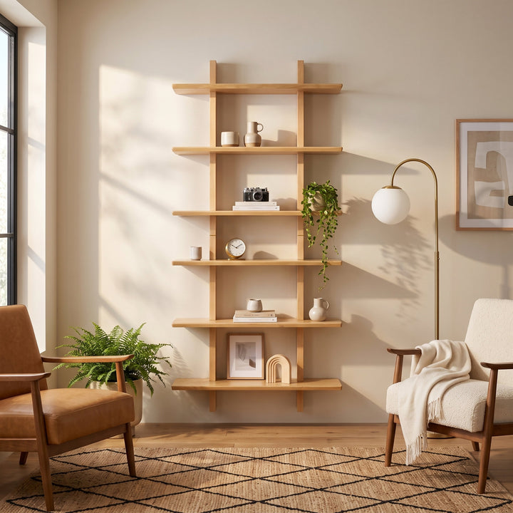 Shouji Solid Wood Floating Wall Shelf, Reversible & Modular Compatible (Different Finishes)