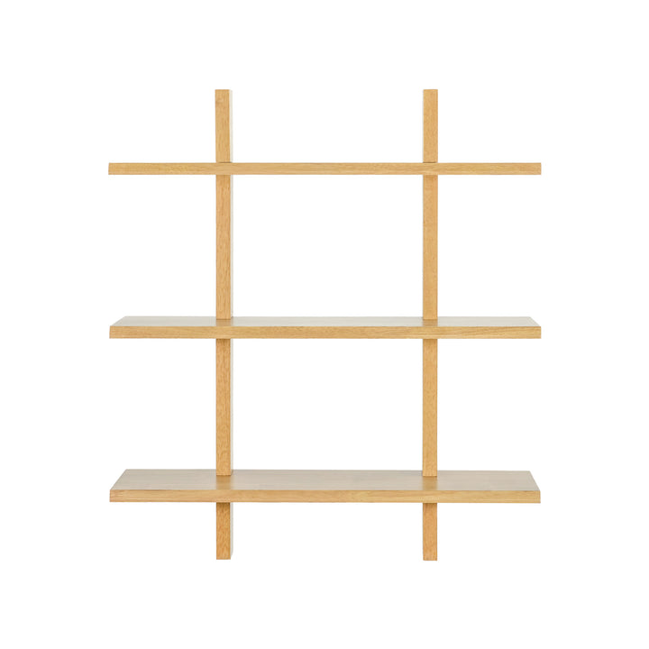 Shouji Solid Wood Floating Wall Shelves, Set of 2 (Light Oak Finish)