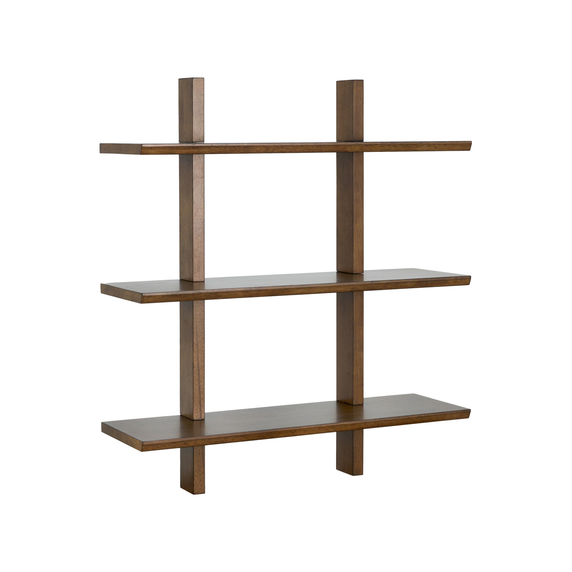 Shouji Solid Wood Floating Wall Shelf (Single, Walnut Finish