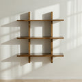 Shouji Solid Wood Floating Wall Shelf, Reversible Shelf (Single, Walnut Finish)