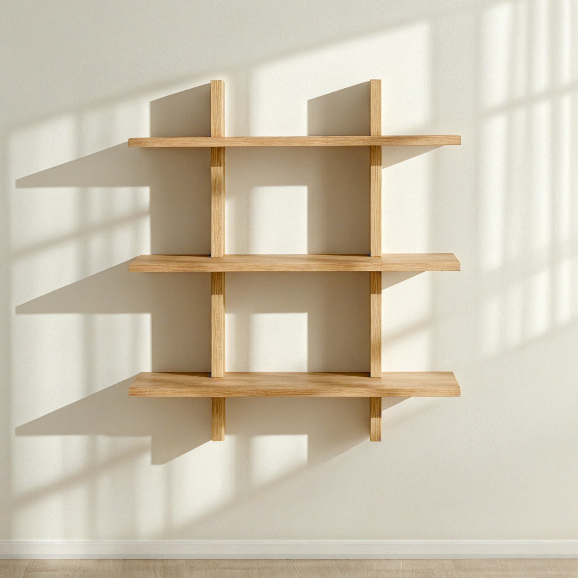 Shouji Solid Wood Floating Wall Shelf, Reversible & Modular