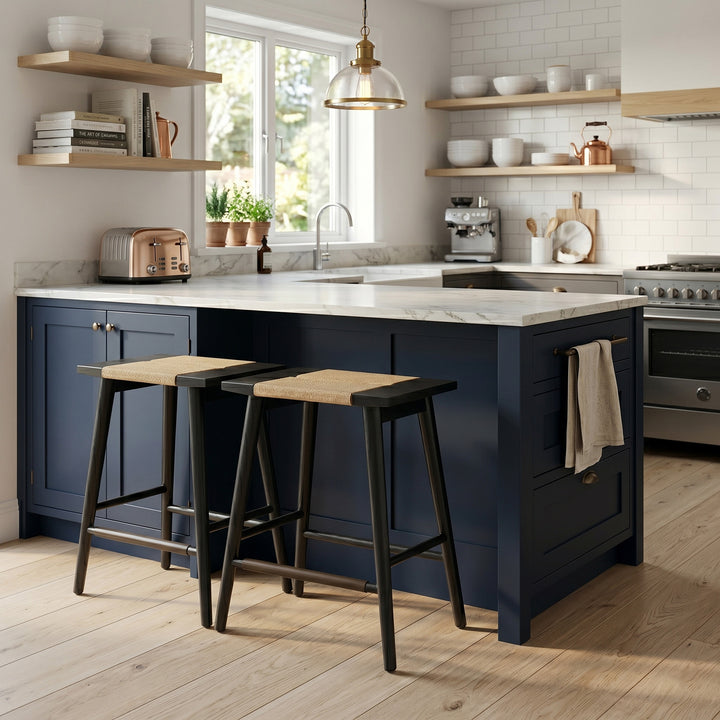 Thor Solid Wood Backless Counter Stool, 24" Height Kitchen Tools (Midnight Charcoal Finish)